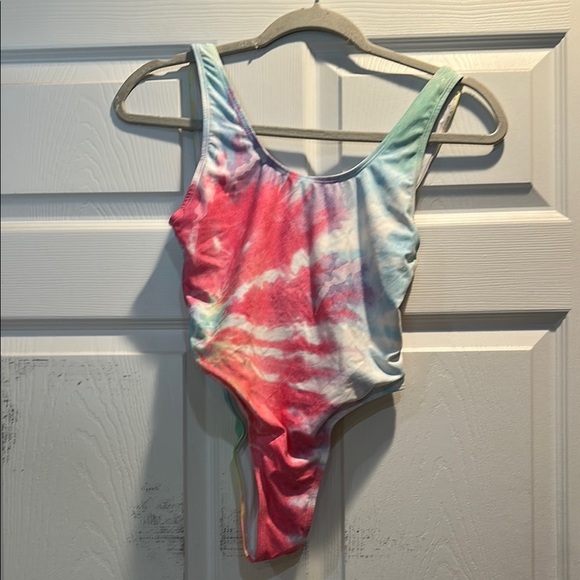 Slunks Tie Dye One-Piece Cheeky Swimsuit S bathing suit volleyball - Picture 3 of 8